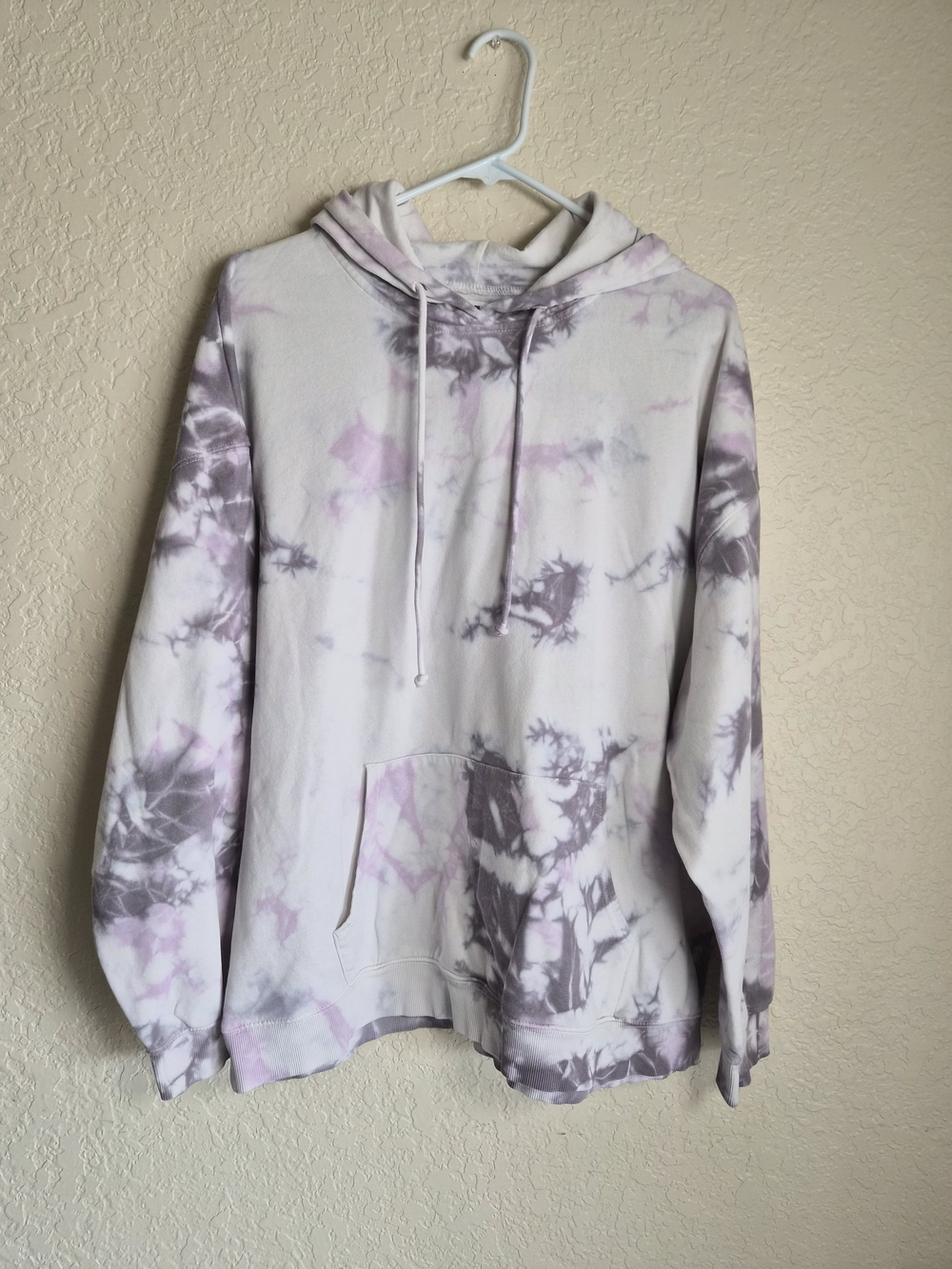 Cotton On Tie-Dye Crewneck Hoodie - Lavender and White